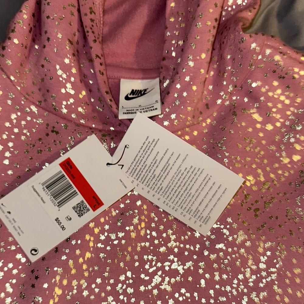 Nike Pink and Silver Kids Hoodie